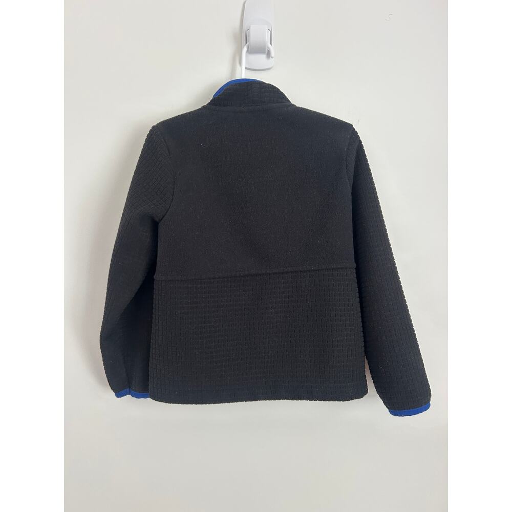 Lands' End Boy's Breathable Grid Fleece Full-Zip Jacket XS(4/5) Black Blue Trim - Picture 5 of 7